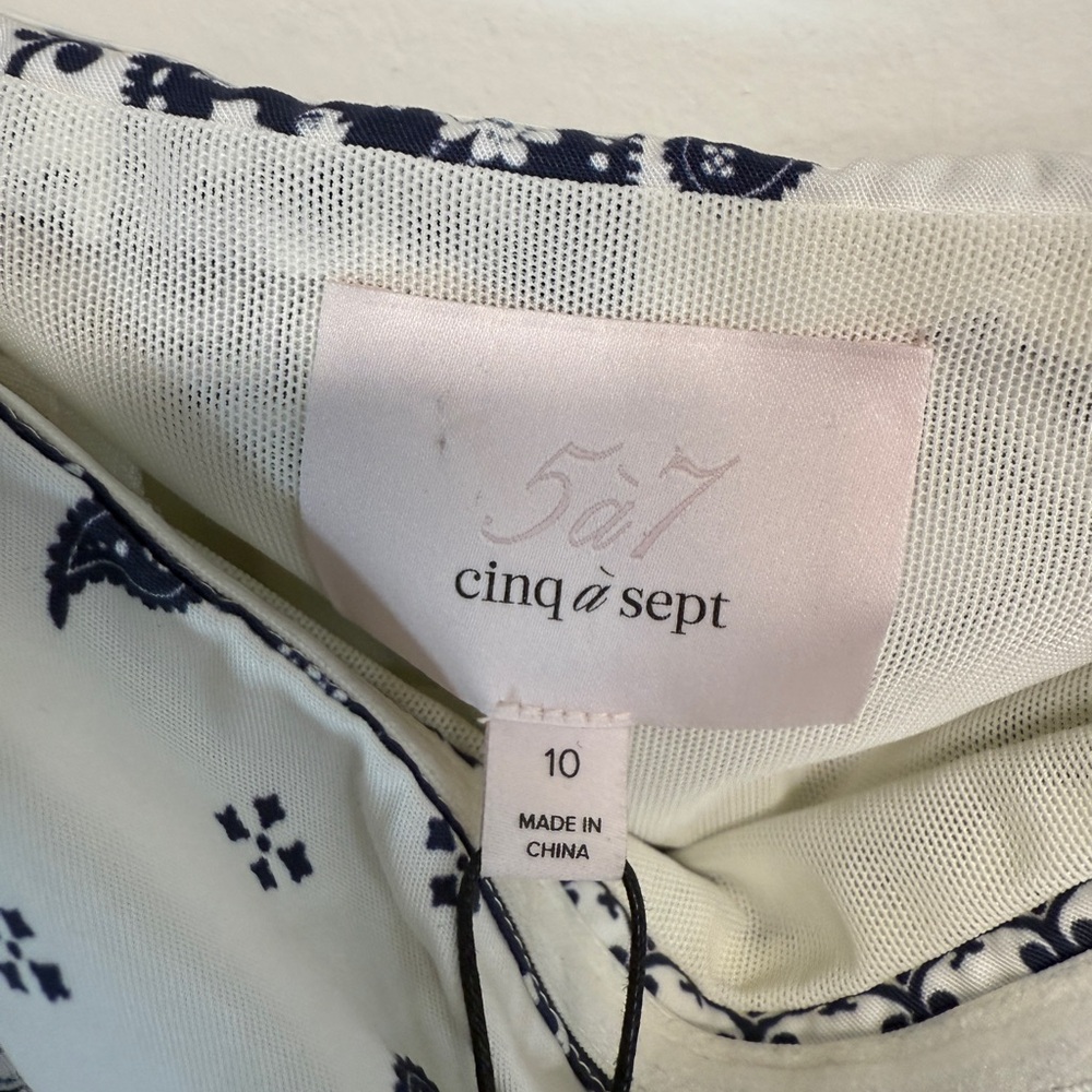 cinq a sept womens midi dress Navy Ivory Size 10 - Picture 3 of 4